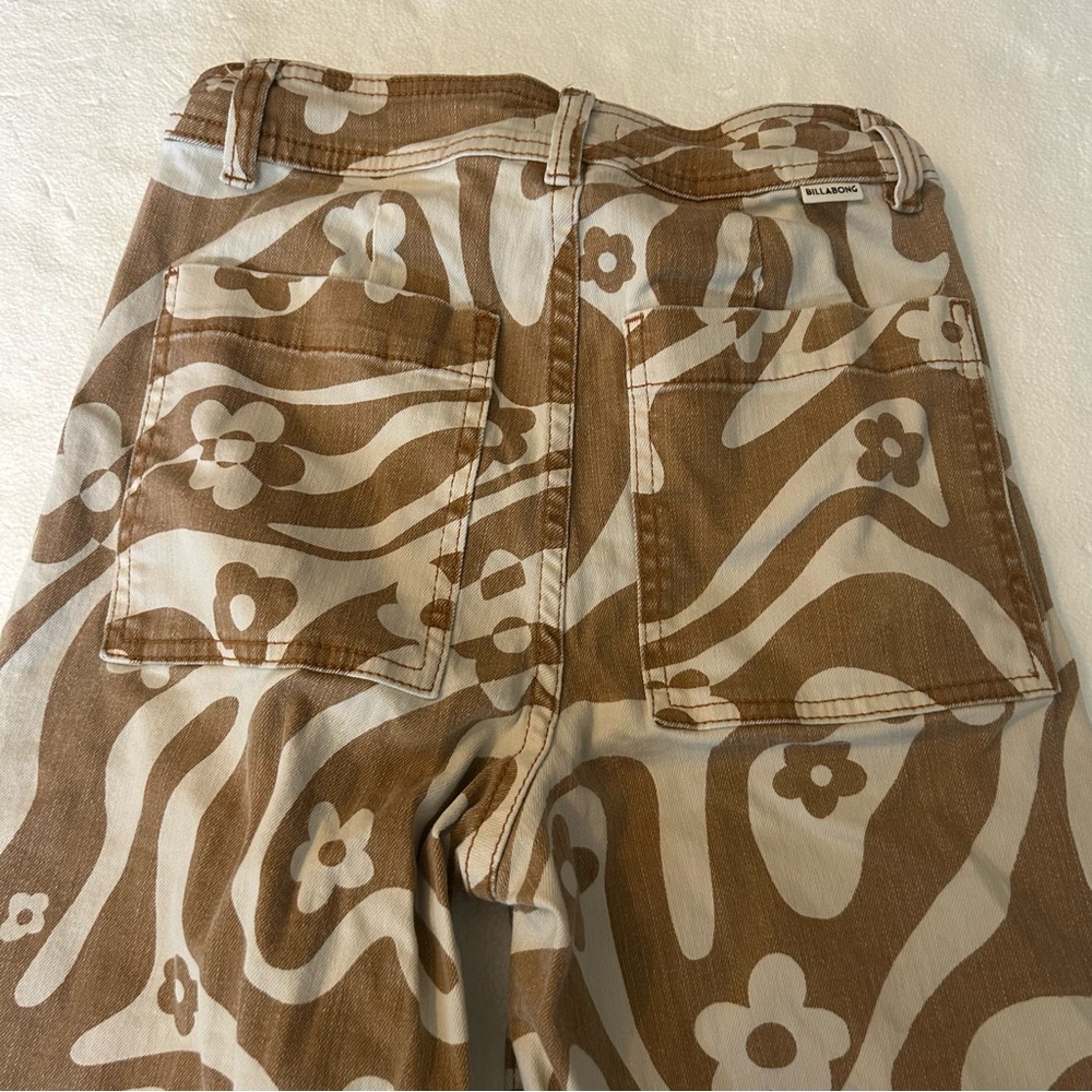 Billabong free fall high waisted wide leg pants orange white 70’s. Floral print - Picture 16 of 16